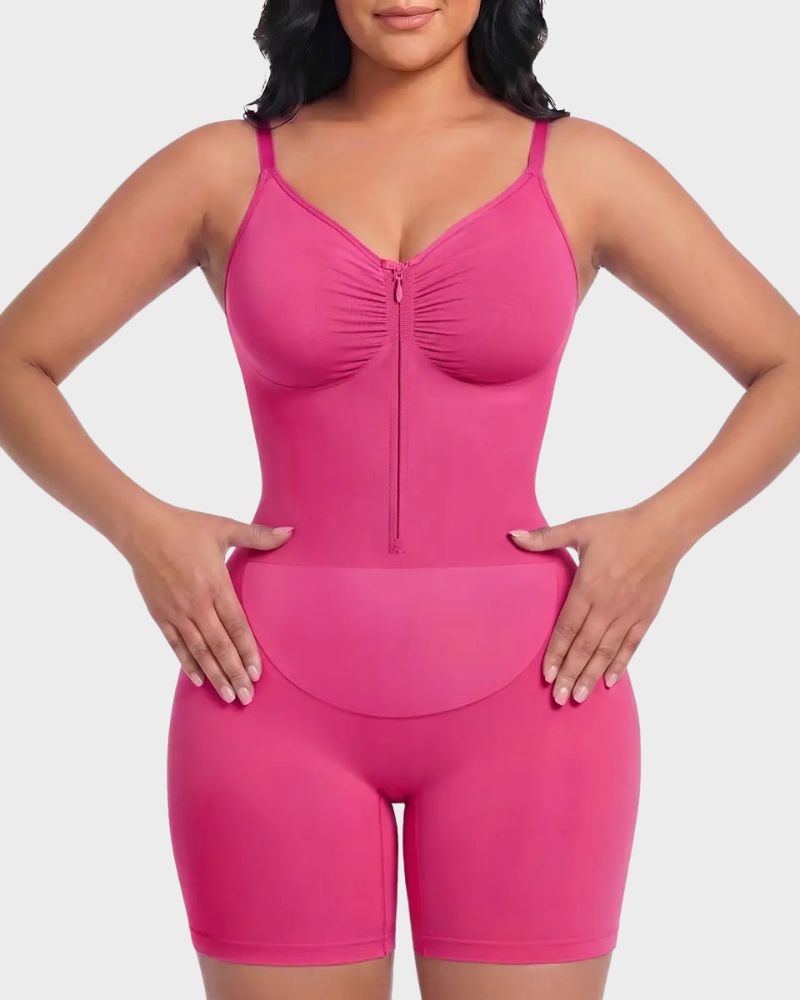 Zip-Up Tummy-Control Shaping Bodysuit for a Sleek Silhouette
