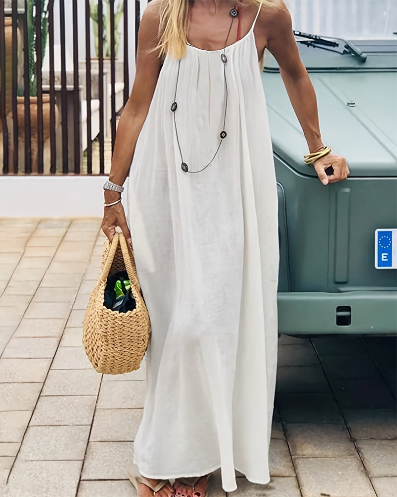 Chic Women’s Elegant Solid-Color Backless Slip Dress