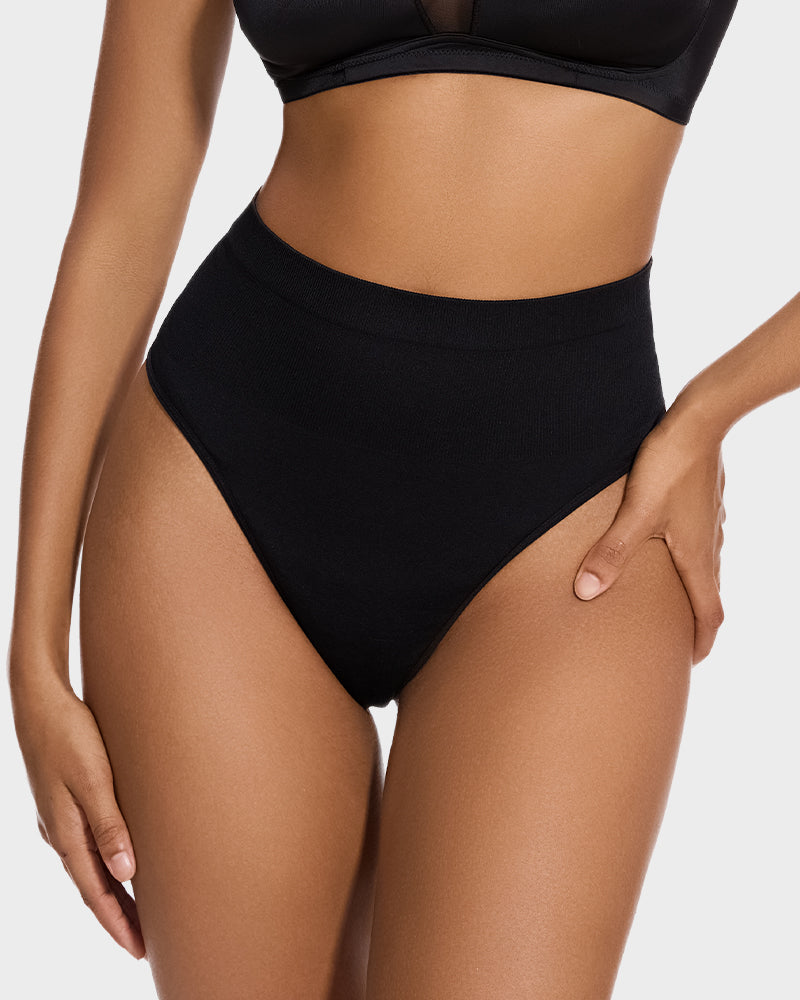 2-Pack Mid-Waist Tummy-Control Thong Panties