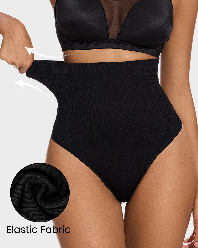 2-Pack High-Waist Tummy-Control Thongs for a Sleek Silhouette