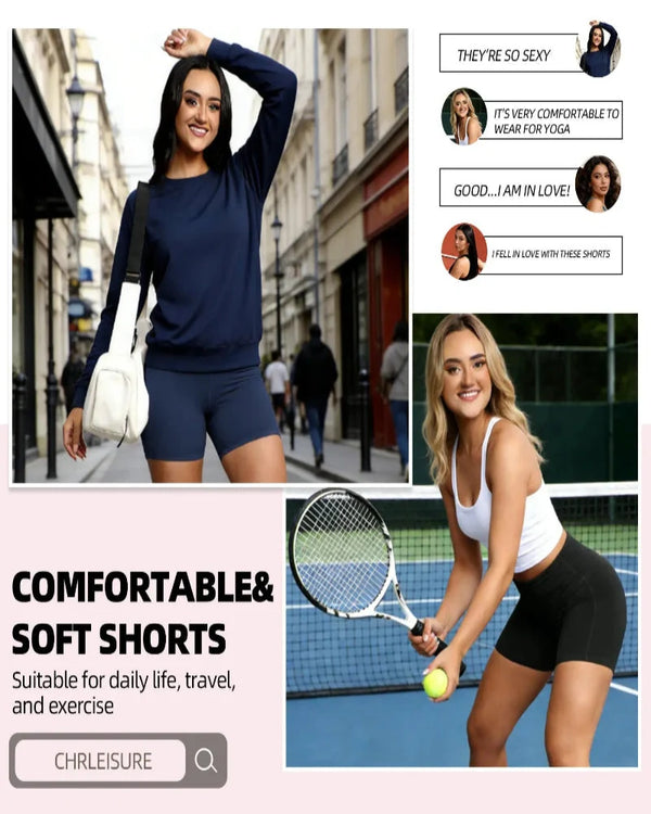 Sleek High-Waisted Tummy-Control Athletic Shorts with Handy Side Pockets