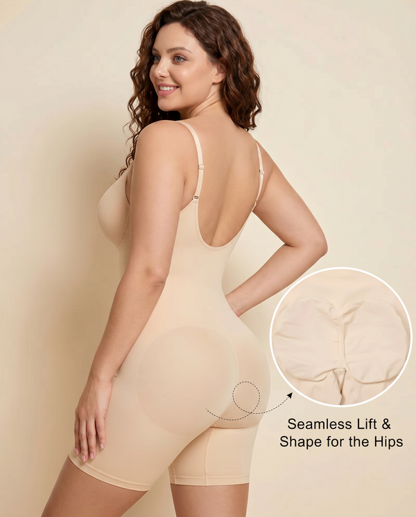 Women's Ultra-Stretch Zipper Shapewear with Adjustable Straps, Breathable Mesh for Tummy Control Body Shaper