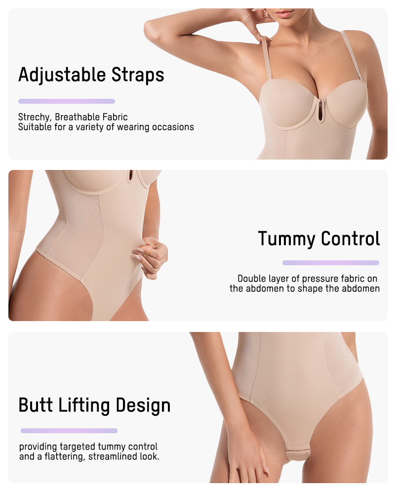 All-in-One Shaping Bodysuit with Thong Back – Sleek Contour & Ultra-Comfort