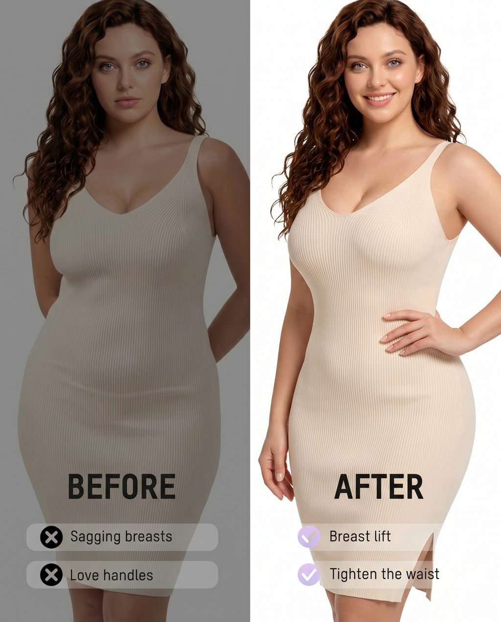 Women's Ultra-Stretch Zipper Shapewear with Adjustable Straps, Breathable Mesh for Tummy Control Body Shaper