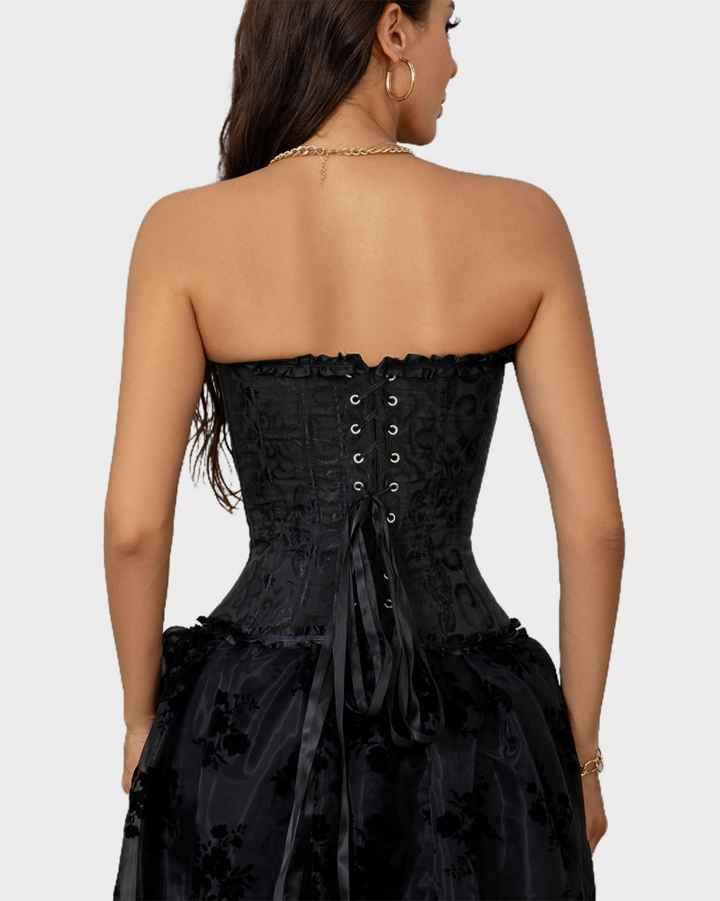 Lace-Waist Corset Top with Push-Up Shapewear