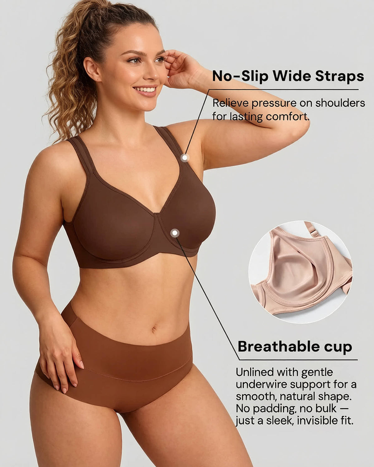 Soft Plus-Size Full-Coverage Unlined Minimizer Bra for Everyday Comfort and Support