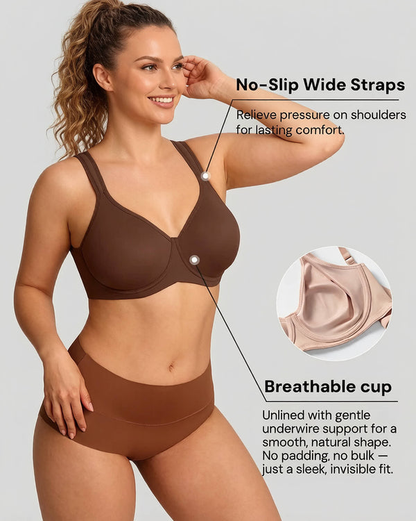 Soft Plus-Size Full-Coverage Unlined Minimizer Bra for Everyday Comfort and Support