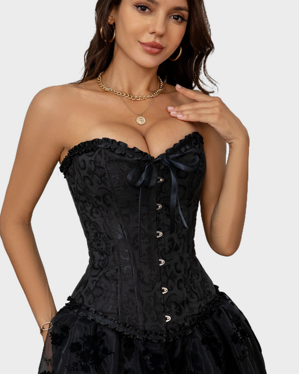 Lace-Waist Corset Top with Push-Up Shapewear