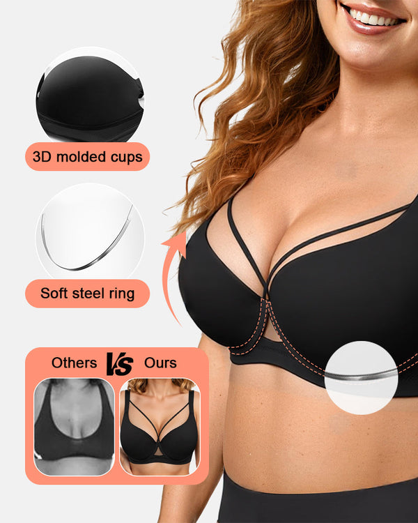 Seamless Deep-V Push-Up Bra for a Flawless Lift