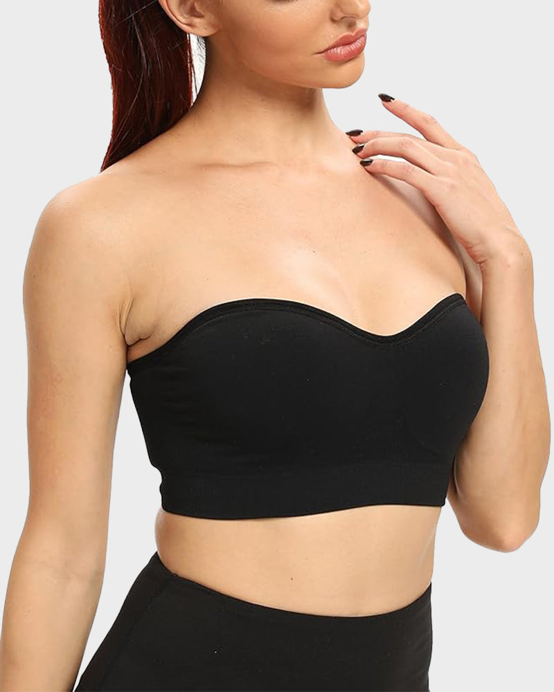 Wireless Strapless Bandeau Bra with Secure Anti-Slip Silicone Support