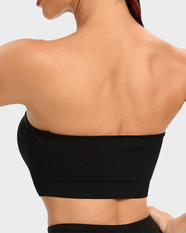 Wireless Strapless Bandeau Bra with Secure Anti-Slip Silicone Support