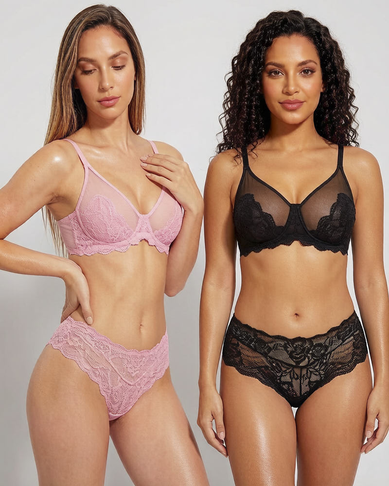 2-Pack Full-Coverage Lace Bras for Everyday Comfort