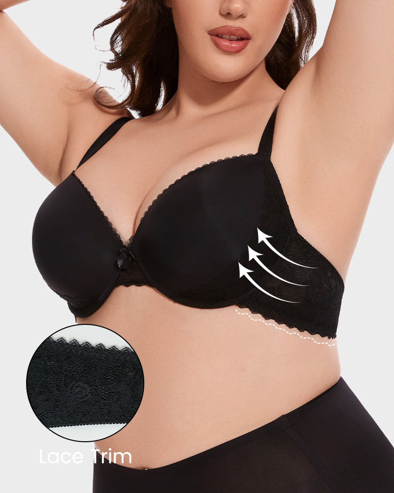 Luxurious Comfort Lace-Trim Push-Up Bra for All-Day Lift