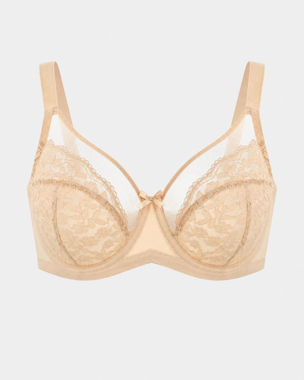 All-Day Comfort Plus-Size Floral Lace Minimizer Underwire Bra