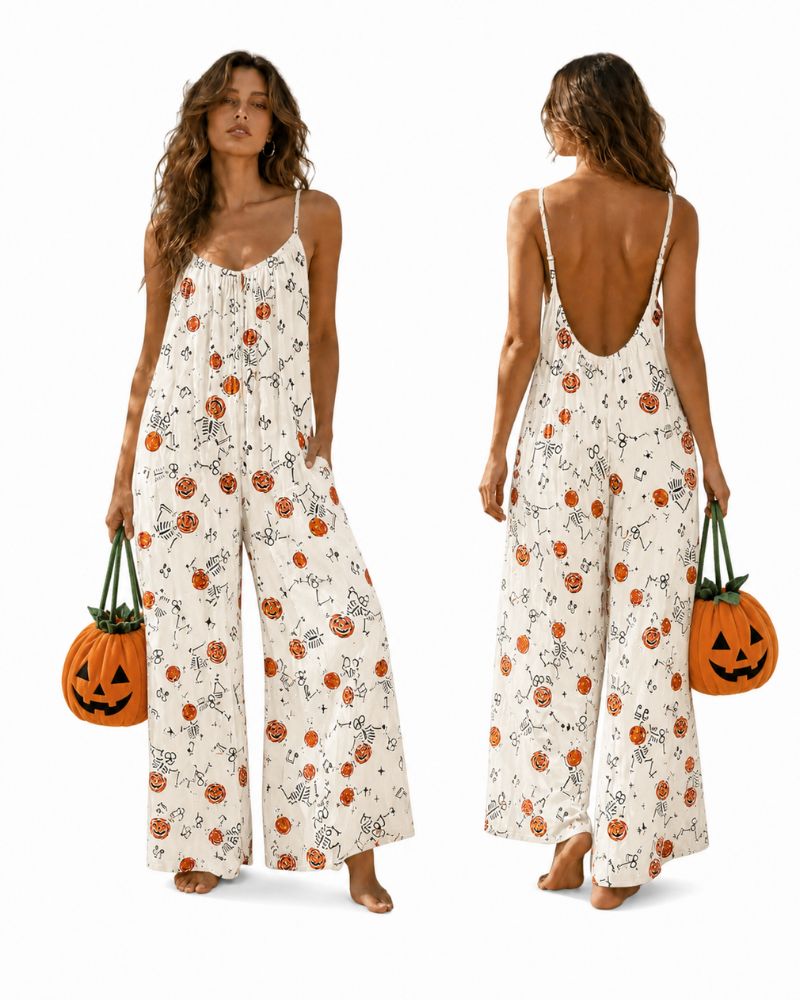 Chic Strappy Backless Wide-Leg Jumpsuit with Pockets Main image