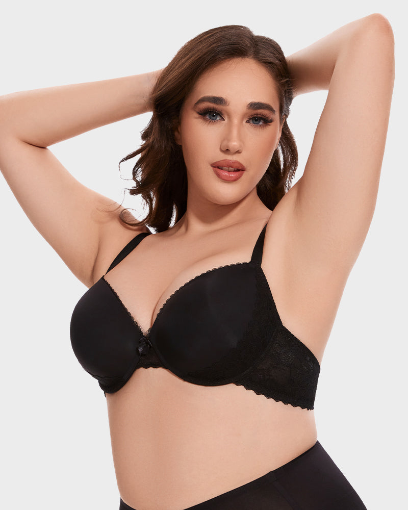 Luxurious Comfort Lace-Trim Push-Up Bra for All-Day Lift