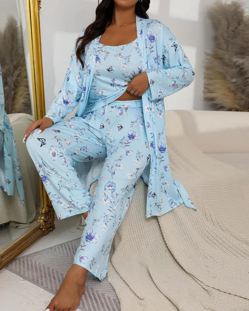 Cozy 3-Piece Pajama Set: Robe, Camisole & Long Pants