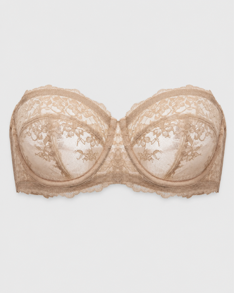 Elegant Lace Strapless Sheer Plus-Size Convertible Underwire Bra