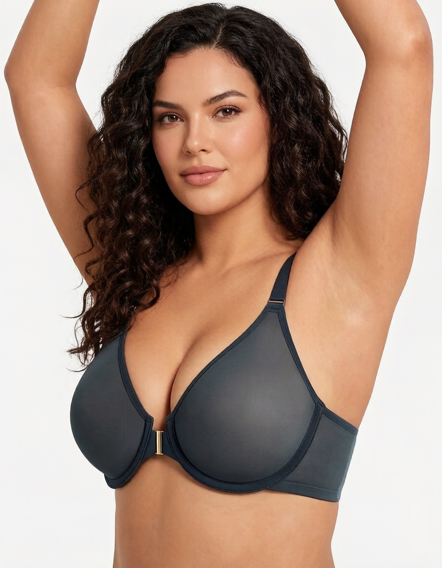Front Closure Mesh Support Bra