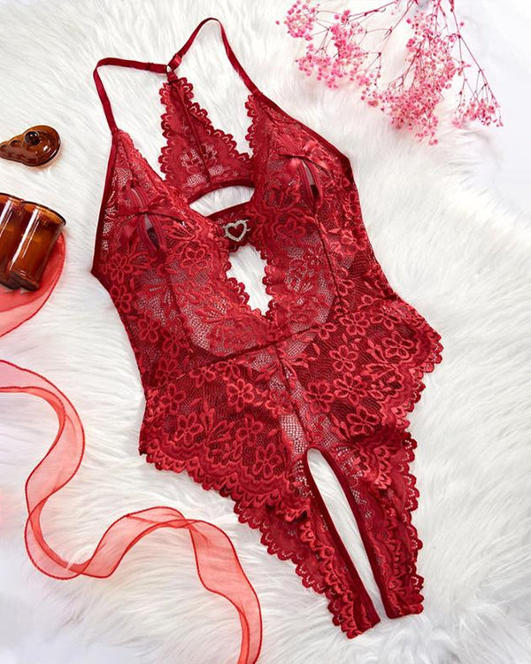 Women's Sexy Lace Bodysuit Pajama Set