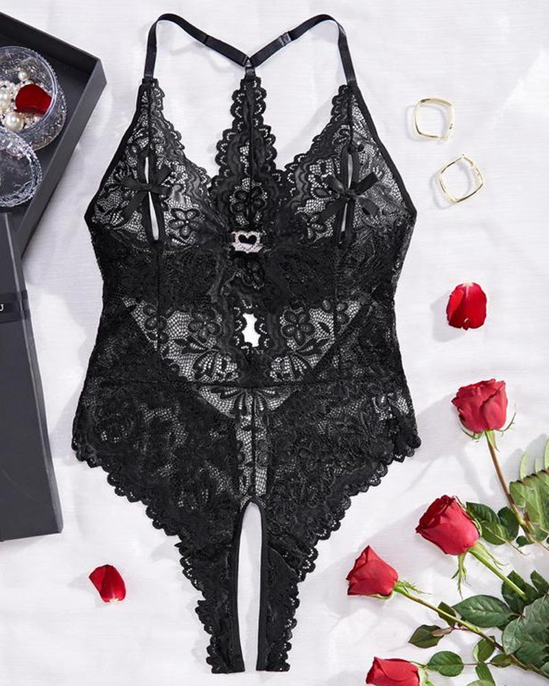 Women's Sexy Lace Bodysuit Pajama Set