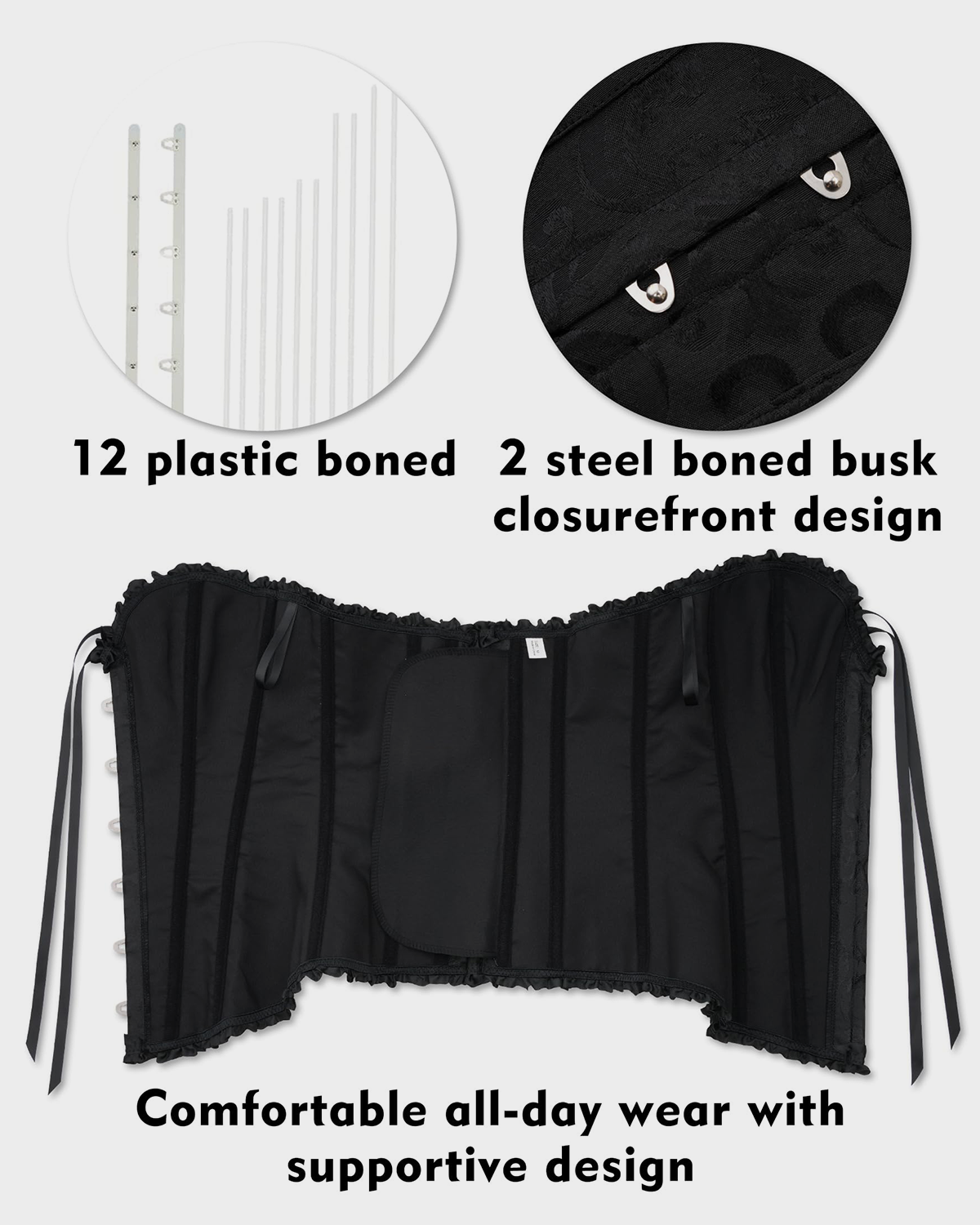 Lace-Waist Corset Top with Push-Up Shapewear