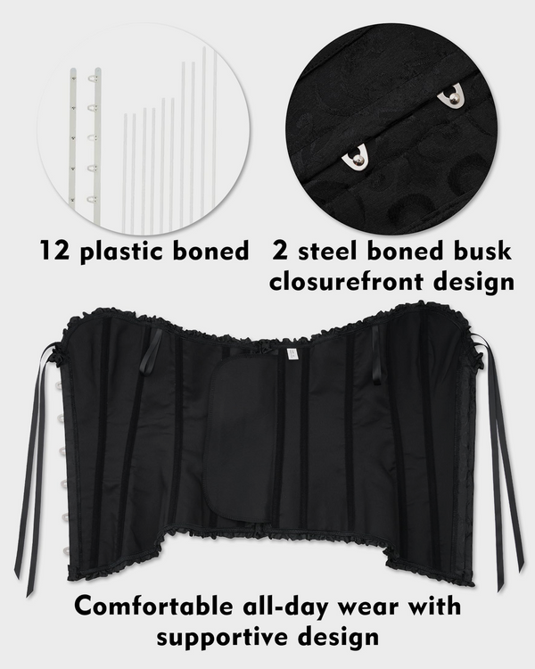 Lace-Waist Corset Top with Push-Up Shapewear