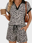 Leopard Print V-Neck Cap-Sleeve 2-Piece Lounge Set - Ultra-Soft Comfort & Effortless Style