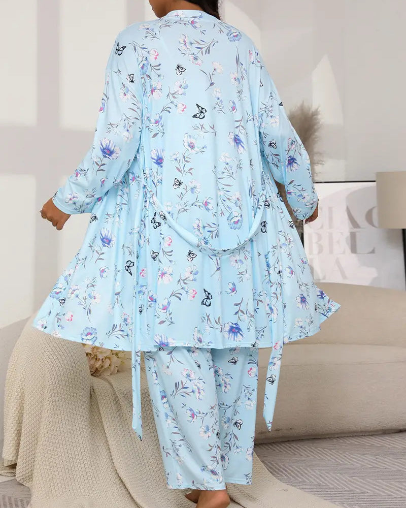 Cozy 3-Piece Pajama Set: Robe, Camisole & Long Pants