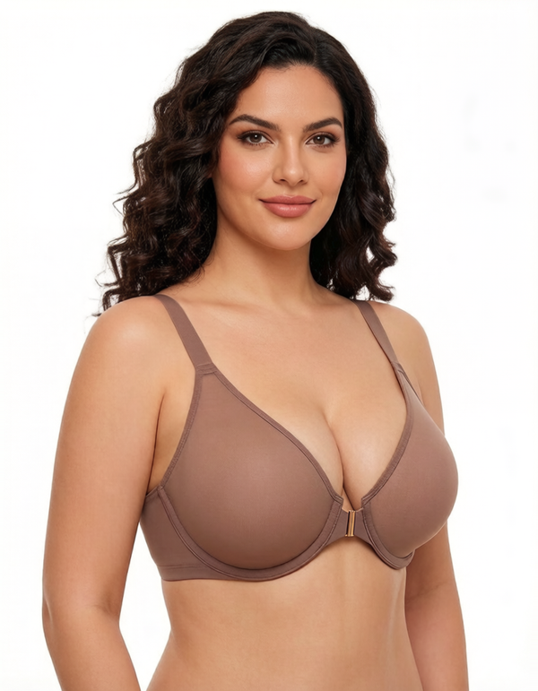 Front Closure Mesh Support Bra