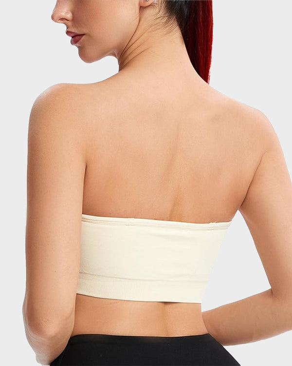 Wireless Strapless Bandeau Bra with Secure Anti-Slip Silicone Support