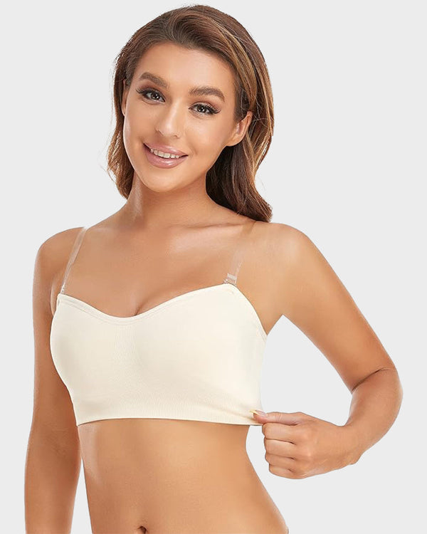 Wireless Strapless Bandeau Bra with Secure Anti-Slip Silicone Support