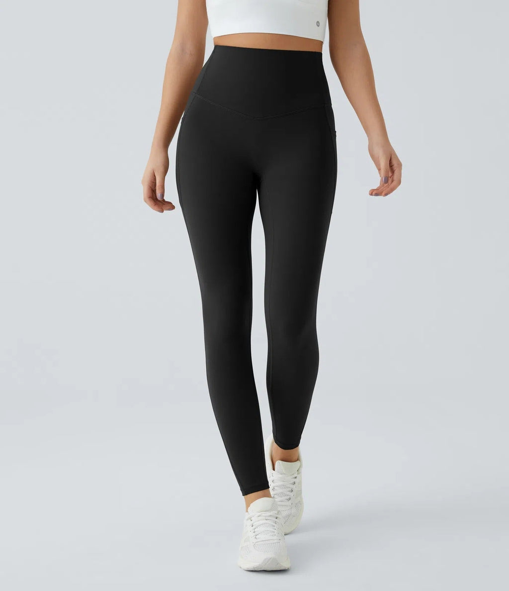 High-Waisted Tummy-Control Leggings with Side Pockets for Workouts