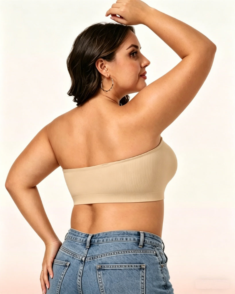 Wireless Strapless Bandeau Bra with Secure Anti-Slip Silicone Support