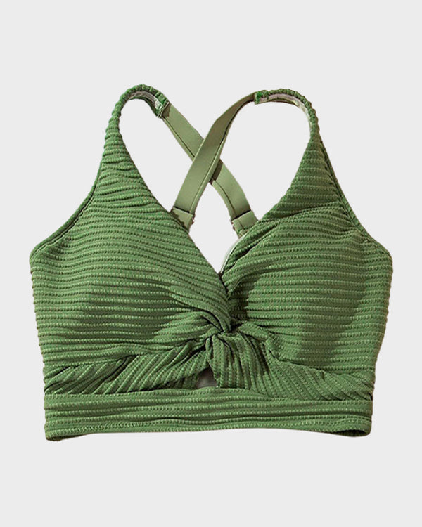 Textured Knot-Front High-Waisted Bikini Set - Flattering Fit & Comfortable