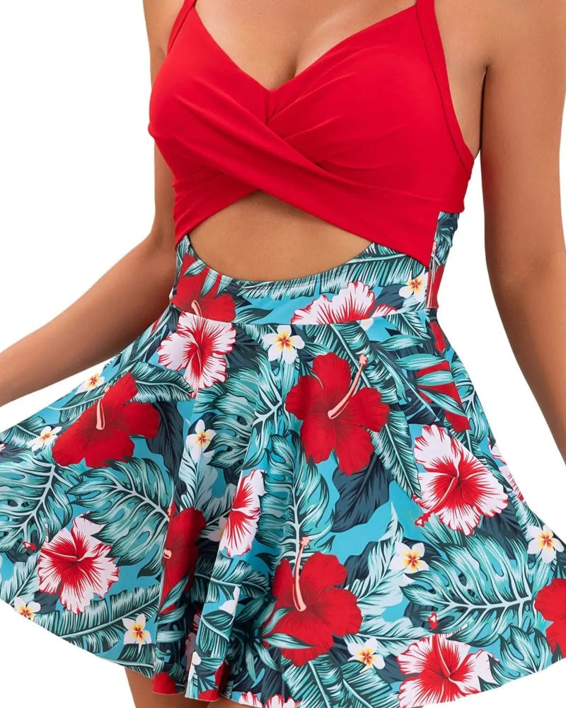 Figure-Flattering Tummy-Control Cutout One-Piece Swimsuit
