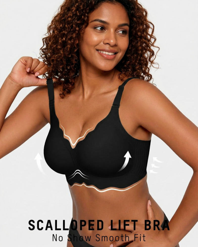 Soft Full-Coverage Wireless Jelly Bra with Scalloped Edges