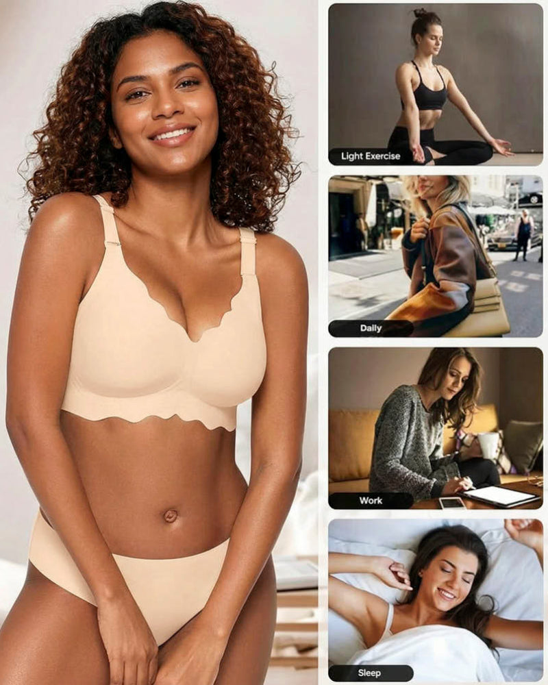 Soft Full-Coverage Wireless Jelly Bra with Scalloped Edges