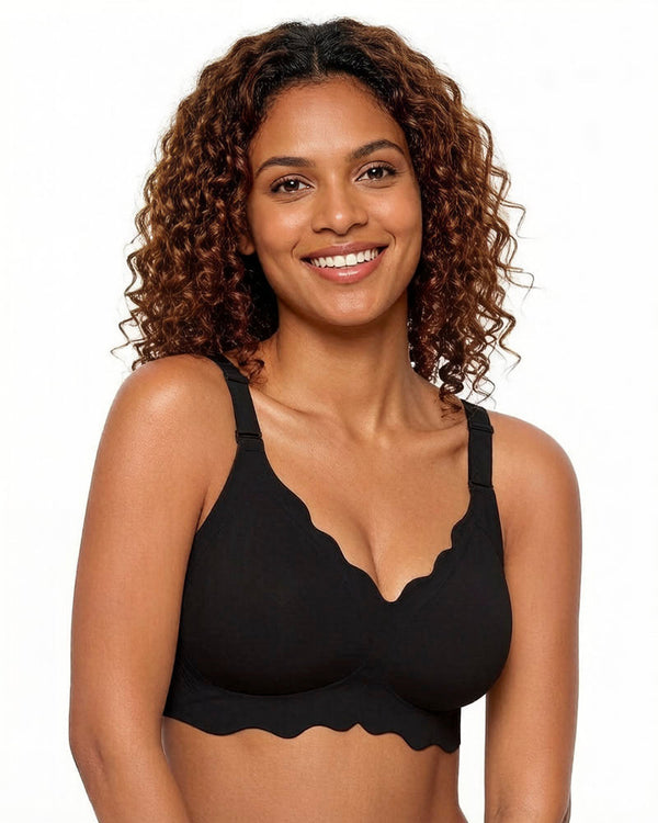 Soft Full-Coverage Wireless Jelly Bra with Scalloped Edges
