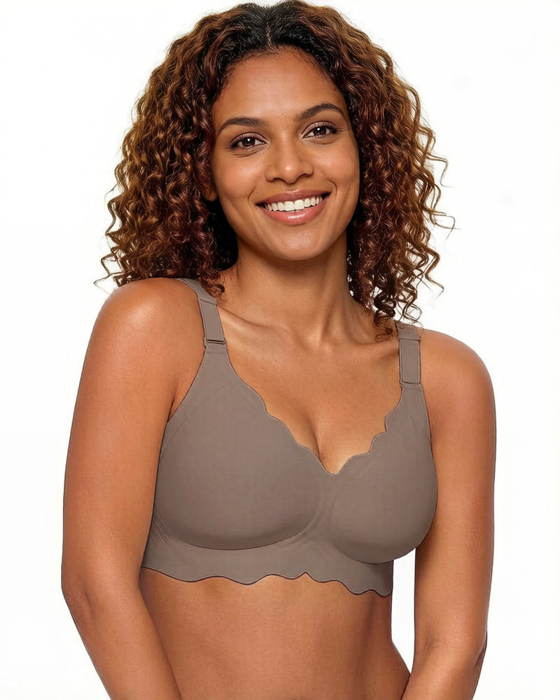 Soft Full-Coverage Wireless Jelly Bra with Scalloped Edges