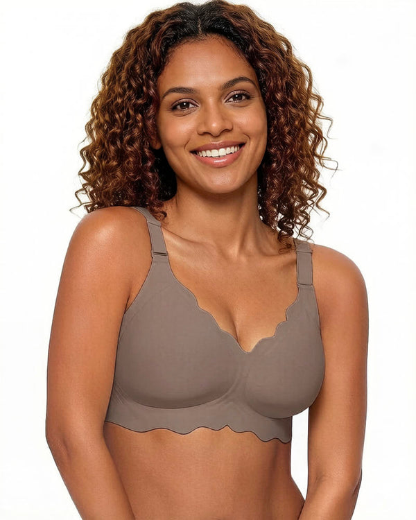 Soft Full-Coverage Wireless Jelly Bra with Scalloped Edges