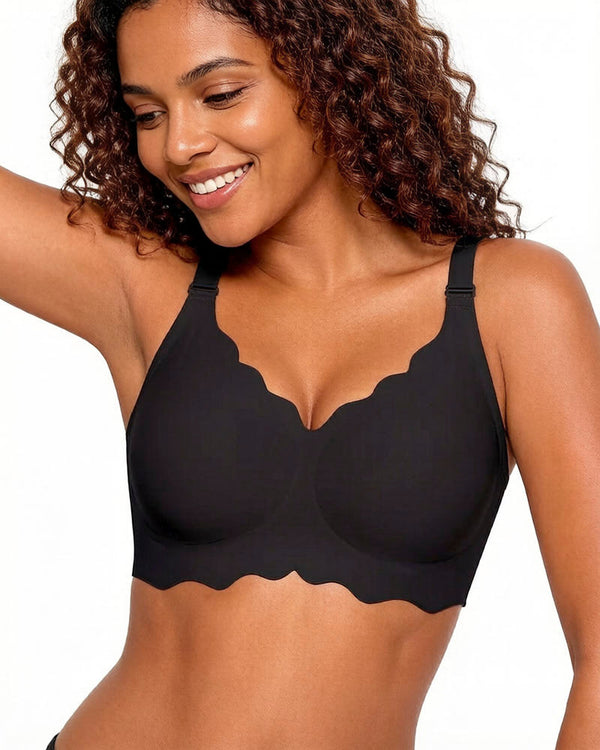 Soft Full-Coverage Wireless Jelly Bra with Scalloped Edges