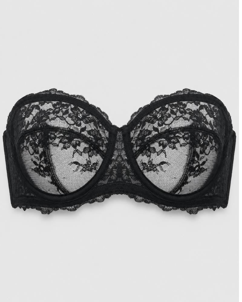 Elegant Lace Strapless Sheer Plus-Size Convertible Underwire Bra