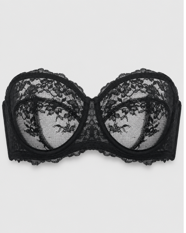 Elegant Lace Strapless Sheer Plus-Size Convertible Underwire Bra