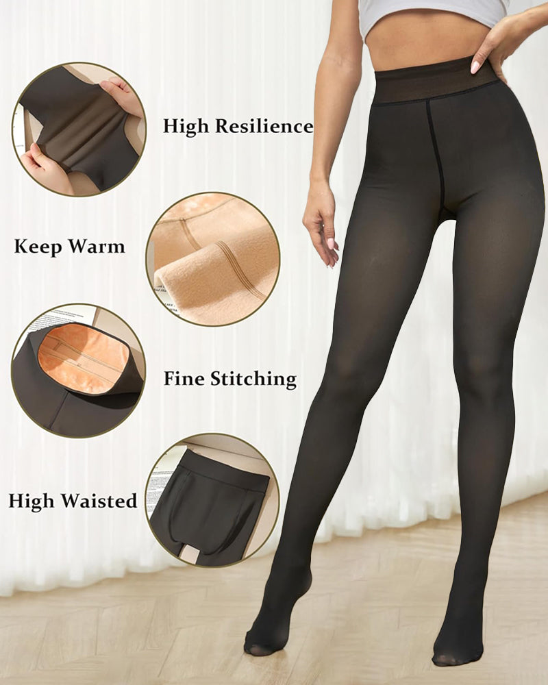Sheer Fleece-Lined Tights for Women