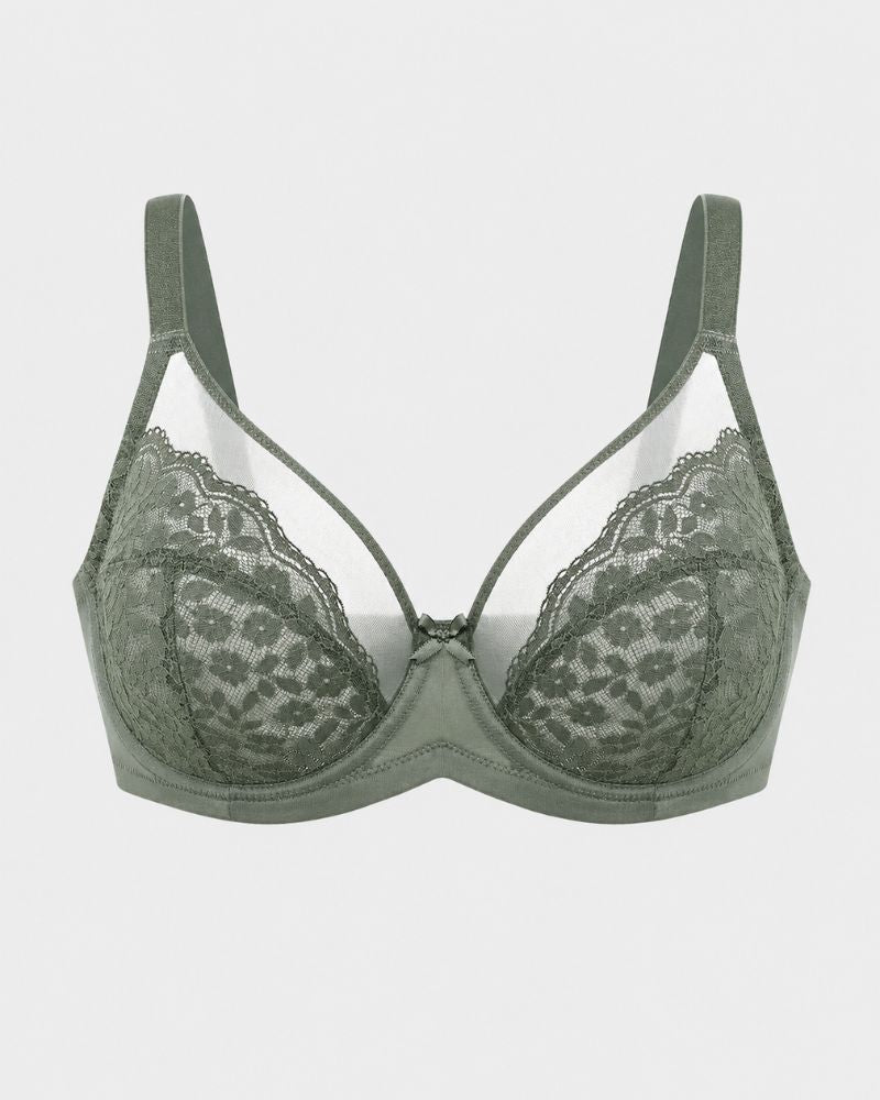 All-Day Comfort Plus-Size Floral Lace Minimizer Underwire Bra