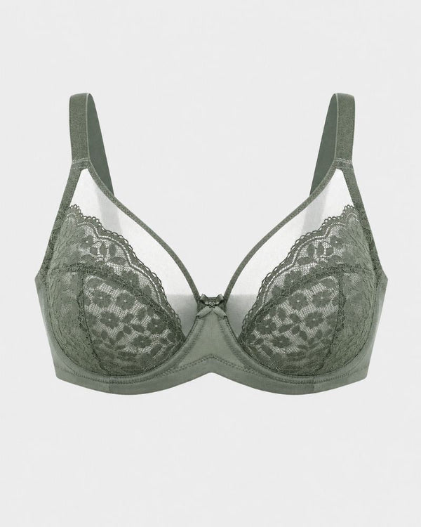 All-Day Comfort Plus-Size Floral Lace Minimizer Underwire Bra