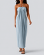 Chic Halter-Neck Maxi Dress with Adjustable Tie-Back and Convenient Side Pockets