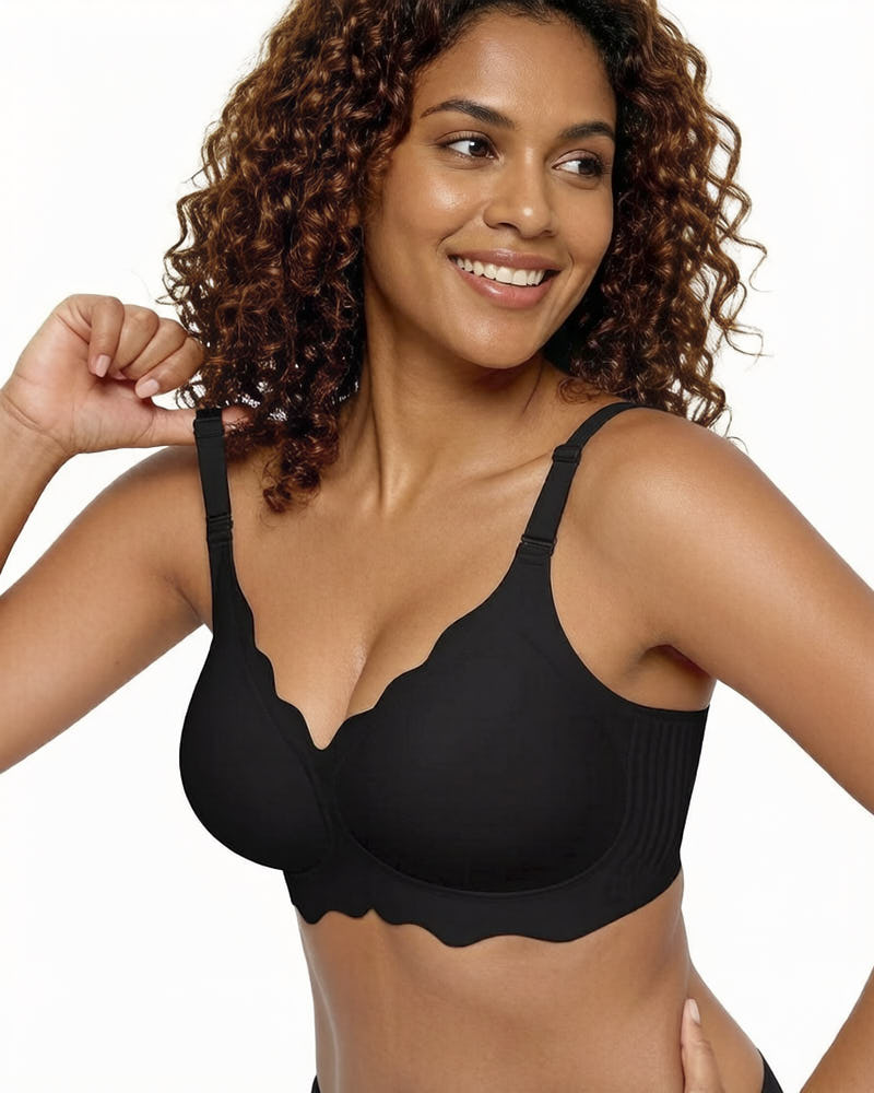 Soft Full-Coverage Wireless Jelly Bra with Scalloped Edges