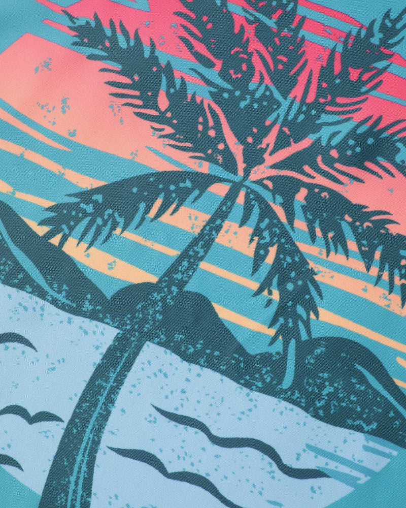 Vibrant Island-Print Adjustable Drawstring Swim Top
